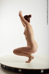 Nude Woman White Kneeling poses - ALL Slim Kneeling poses - on one knee medium colored Pinup